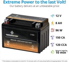 img 2 attached to Maintenance-Free Replacement Battery For ATV, Motorcycle, And Scooter: Chrome Battery YTX9-BS, 12V 9Amp, 8Ah With T3 Nut And Bolt Terminal