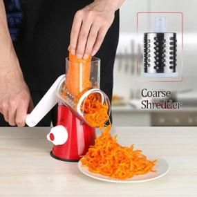 img 2 attached to Cambom Rotary Cheese Grater Shredder Chopper Mandoline Slicer Nut Grinder Vegetable Cutter Hash Brown Potato With Suction Base