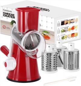 img 4 attached to Cambom Rotary Cheese Grater Shredder Chopper Mandoline Slicer Nut Grinder Vegetable Cutter Hash Brown Potato With Suction Base