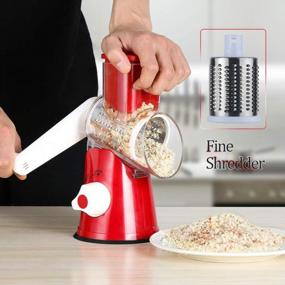 img 1 attached to Cambom Rotary Cheese Grater Shredder Chopper Mandoline Slicer Nut Grinder Vegetable Cutter Hash Brown Potato With Suction Base