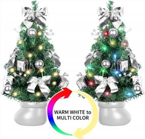img 1 attached to 20 Inch Prelit Christmas Tree With Warm White & Multi-Color Lights And Ornaments - Perfect Xmas Decorations For Table And Desk