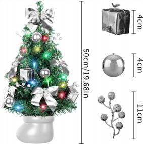 img 3 attached to 20 Inch Prelit Christmas Tree With Warm White & Multi-Color Lights And Ornaments - Perfect Xmas Decorations For Table And Desk