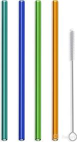 img 4 attached to Hummingbird Glass Straws Havana Heat Straight - 4 Pack: Reusable Straws with Cleaning Brush