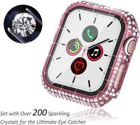 img 3 attached to 💎 Bling Diamond Apple Watch Case 40mm: Series 6/5/4/3/2/1 Designer Crystal Protective Cover in Pink