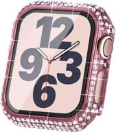 💎 bling diamond apple watch case 40mm: series 6/5/4/3/2/1 designer crystal protective cover in pink логотип