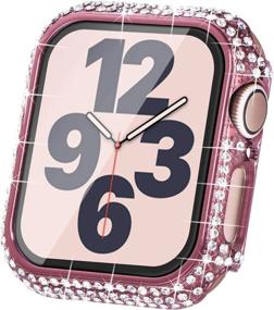 img 4 attached to 💎 Bling Diamond Apple Watch Case 40mm: Series 6/5/4/3/2/1 Designer Crystal Protective Cover in Pink