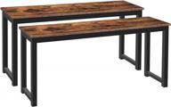 industrial style dining benches - set of 2, durable metal frame, perfect for kitchen, dining room, or living room, rustic brown finish by hoobro bf01cd01 логотип
