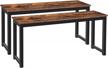 industrial style dining benches - set of 2, durable metal frame, perfect for kitchen, dining room, or living room, rustic brown finish by hoobro bf01cd01 logo