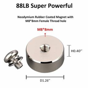 img 3 attached to ULIBERMAGNET 88Lb 4Pack: Powerful Neodymium Magnets With M8 Female Thread For Secure Mounting Of Lighting, Tools, And Equipment