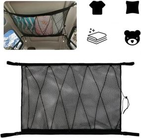 img 4 attached to 🚗 Kartisen Car Roof Cargo Net Storage, 31"x23" Organizer with Seat Hook, Double-Layer and Drawstring, Universal for Car SUV Truck (Black, 35"x23") - Enhanced SEO