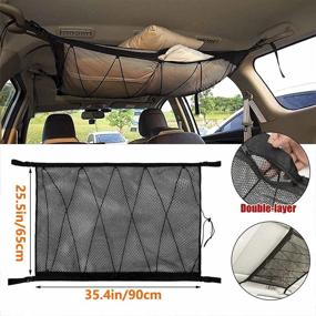 img 2 attached to 🚗 Kartisen Car Roof Cargo Net Storage, 31"x23" Organizer with Seat Hook, Double-Layer and Drawstring, Universal for Car SUV Truck (Black, 35"x23") - Enhanced SEO