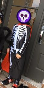 img 5 attached to Funnycokid/костюмы скелета на Хэллоуин для мальчиков и девочек, комбинезон на молнии с 3D-графикой, комбинезон на молнии для детей 7-14 лет