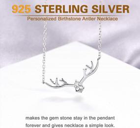 img 2 attached to Sterling Silver Birthstone Antler/Cat/Halo Pendant Necklace For Women & Girls