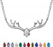 sterling silver birthstone antler/cat/halo pendant necklace for women & girls logo