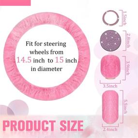 img 1 attached to 10 Pieces Fluffy Steering Wheel Covers Handbrake Cover Seat Belt Shoulder Pads Gear Shift Cover Diamond Tray Ignition Ring Ball Key Chain Armrest Box Mat (Pink)