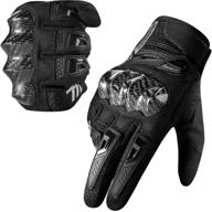 madbike md66 motorcycle gloves: premium carbon fiber knuckle protection for touchscreen motocross riding (black, large) logo