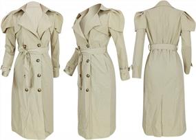 img 2 attached to Women'S Classic Long Trench Coat Cardigan - Slim Fit Lapel, Double Breasted Fall Outwear With Belt