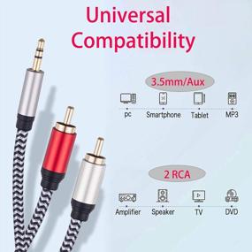img 1 attached to 3.5Mm To RCA Audio Cable, Morelecs Nylon-Braided 3.5Mm To 2RCA Audio Auxiliary Stereo Y Splitter Cable, Double-Shielded, Heavy Duty 3.5Mm Male To 2 RCA Male Stereo Audio Adapter Cable - 20 Feet