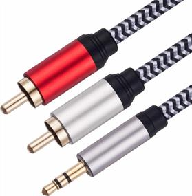 img 3 attached to 3.5Mm To RCA Audio Cable, Morelecs Nylon-Braided 3.5Mm To 2RCA Audio Auxiliary Stereo Y Splitter Cable, Double-Shielded, Heavy Duty 3.5Mm Male To 2 RCA Male Stereo Audio Adapter Cable - 20 Feet