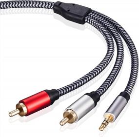 img 2 attached to 3.5Mm To RCA Audio Cable, Morelecs Nylon-Braided 3.5Mm To 2RCA Audio Auxiliary Stereo Y Splitter Cable, Double-Shielded, Heavy Duty 3.5Mm Male To 2 RCA Male Stereo Audio Adapter Cable - 20 Feet