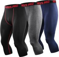 neleus compression running leggings: high-performance stripe men's activewear logo