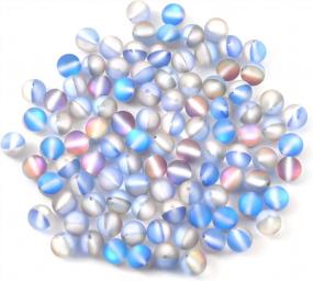 img 2 attached to 100Pcs Blue Matte Crystal Glass Beads With 8Mm Hole For DIY Jewelry Making, Mermaid Round Aurora Beads - Houlife