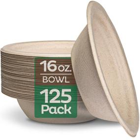 img 3 attached to 🌱 125-Pack 16 oz. Heavy-Duty Disposable Paper Bowls - 100% Compostable Bulk Pack, Eco-Friendly Bagasse Made of Sugar Cane Fibers, Natural Unbleached, Hot or Cold Use, Biodegradable