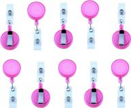 set of 10 translucent pink retractable id badge reels with clip-on card holders by foretra logo