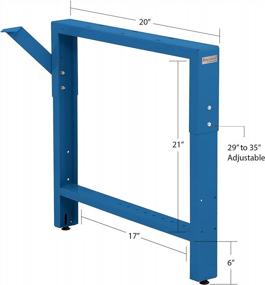 img 2 attached to BenchPro Workbench Table Frame: Sturdy 3-Leg Design, 20-Inch Depth, Height Adjustable From 30-36 Inches, And Stylish Blue Finish
