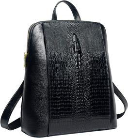 img 3 attached to Fashion Genuine Leather Backpack Shoulder Backpacks ~ Casual Daypacks