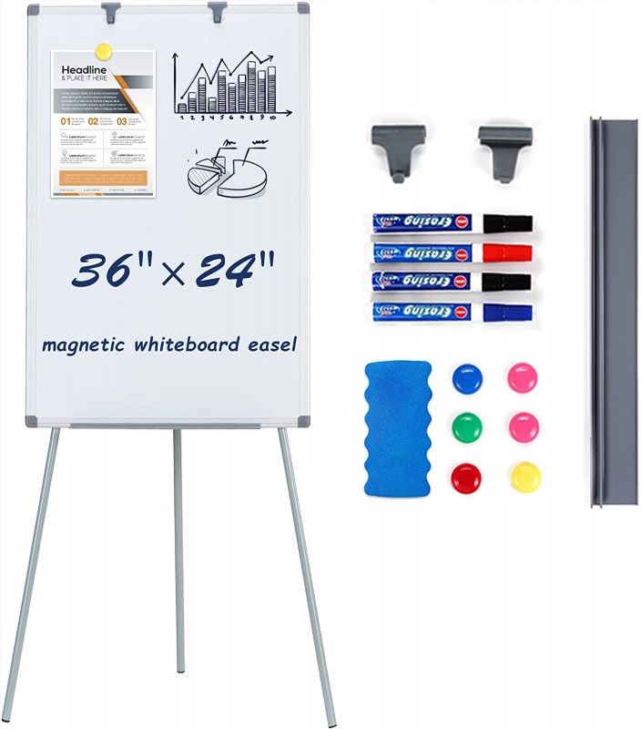 MaxGear 16 x 12 Large White Board with Stands, Double-Sided Magnetic Dry  Erase Easel Board for Kids, Portable Whiteboard for Home, Office, School 