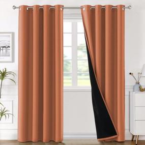 img 4 attached to Full Blackout Curtains - H.VERSAILTEX Two-Layer Thermal Insulated 84 Inch Drapes For Living Room And Bedroom, Burnt Orange, Light Blocking Lined Panels (2 Panels)