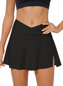 img 4 attached to Women'S High Waisted Swim Skirt Tummy Control Ruched Bikini Bottom By Aleumdr