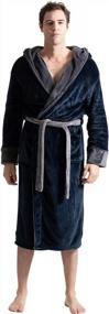 img 3 attached to Men'S Hooded Fleece Bathrobe In Turquoise - Warm And Comfortable, Ideal For Big And Tall Sizes