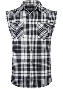 img 4 attached to 👕 NUTEXROL Men's Flannel Sleeveless Cotton Casual Clothing Shirts