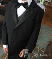 img 1 attached to 5 Piece Tuxedo Set for Boys - Complete with Formal Jacket, Pants, Shirt, Vest & Bow Tie - Classic Black review by Vivian Eker