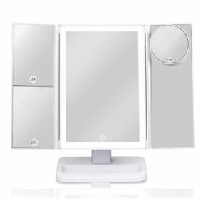 img 4 attached to 38 LED Lighted Vanity Makeup Mirror W/ Tri-Fold, 2X/3X/10X Magnification & Touch Screen Lighting Control - 180° Free Rotation & Dual Power Supply