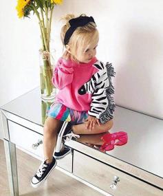 img 2 attached to Zebra Tassel Tee Shirt Sweatshirt For Baby Girls With Long Sleeves - Cute And Comfortable Clothing
