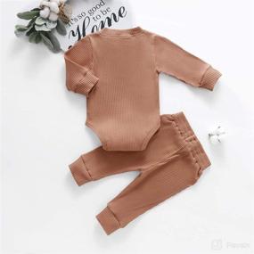 img 2 attached to 👶 Newborn Ribbed Outfits – Solid Cotton Button Tops & Pants Set for Baby Boys and Girls - Fall/Winter Sweatsuit