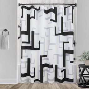 img 4 attached to Modern Geometric Black And Gray Shower Curtains With Water Repellent And Machine Washable Features – Standard Size 72"X72