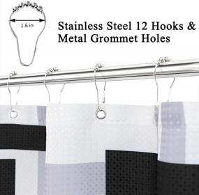 img 2 attached to Modern Geometric Black And Gray Shower Curtains With Water Repellent And Machine Washable Features – Standard Size 72"X72