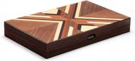 woodronic wooden backgammon set: classic folding board game with smart strategy tactics in walnut-mahogany case logo