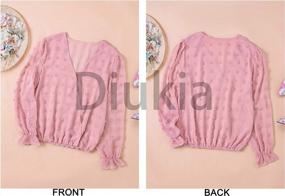 img 1 attached to Diukia Women'S Sexy Lace Crochet V Neck Puff Long Sleeve Blouses Casual Swiss Dot Pom Pom Shirts Blouse Tops