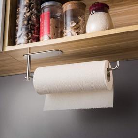 img 2 attached to SUS304 Stainless Steel Under Cabinet Paper Towel Holder With Self-Adhesive Rack For Kitchen