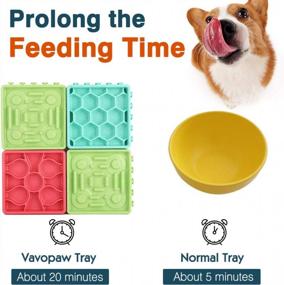 img 2 attached to Colorful Set Of 4 VavoPaw Slow Feeder Dog Bowls: Pet Anxiety Relief Through Slow Eating, Licking Mat, And Tray For Bathing, Grooming, Food, And Treats For Dogs And Cats