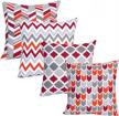 set of 4 decorative printed pillow covers - geometric red-rust design for home sofa, bed and couch - 18 x 18 inch square throw pillowcases by accenthome logo