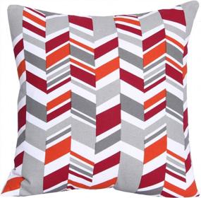 img 3 attached to Set Of 4 Decorative Printed Pillow Covers - Geometric Red-Rust Design For Home Sofa, Bed And Couch - 18 X 18 Inch Square Throw Pillowcases By ACCENTHOME