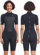 men's and women's 2/3mm shorty wetsuit for snorkeling, surfing, kayaking, scuba diving - front/back zip spring suit with short sleeves - 7 sizes logo