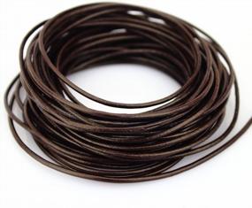 img 1 attached to LolliBeads (TM) 1.5 Mm Genuine Round Leather Cord Braiding String Dark Brown Espresso 10 Meters (10 Yards)