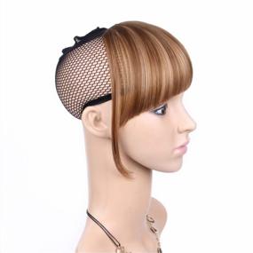 img 2 attached to Upgrade Your Hairstyle With LEEONS Synthetic Hair Extension Bangs In Light Brown Shade (12H22#) – One Piece, 6" Short Straight Hairpiece For Women